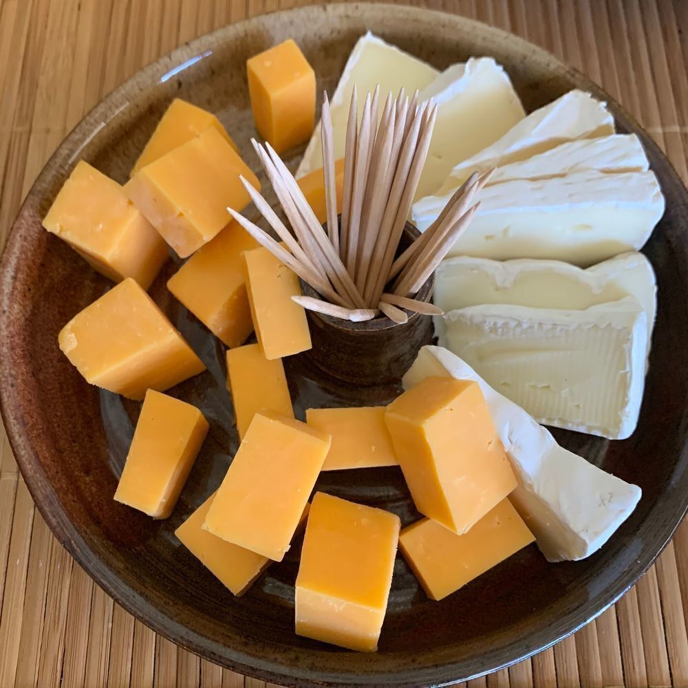 Unique Pottery Cheese and Toothpick Plate